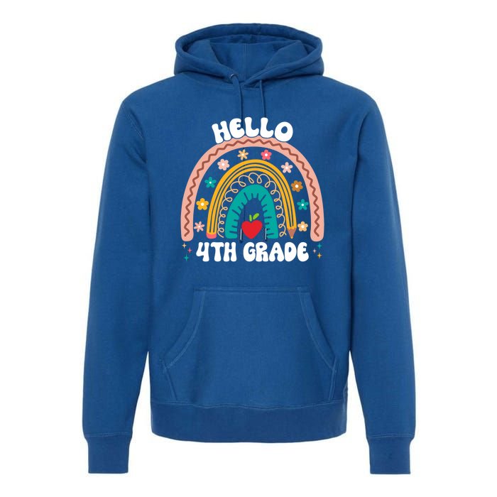 Hello 4Th Grade Rainbow Teacher Cute Team 4Th Grade Squad Gift Premium Hoodie