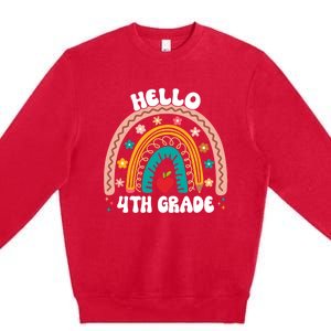 Hello 4Th Grade Rainbow Teacher Cute Team 4Th Grade Squad Gift Premium Crewneck Sweatshirt