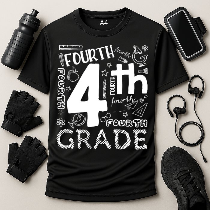 Hello 4th Grade Teacher Boy and Team Fourth Grade Girl Cooling Performance Crew T-Shirt