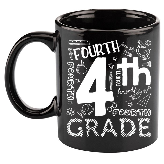 Hello 4th Grade Teacher Boy and Team Fourth Grade Girl 11oz C Handle Ceramic Mug
