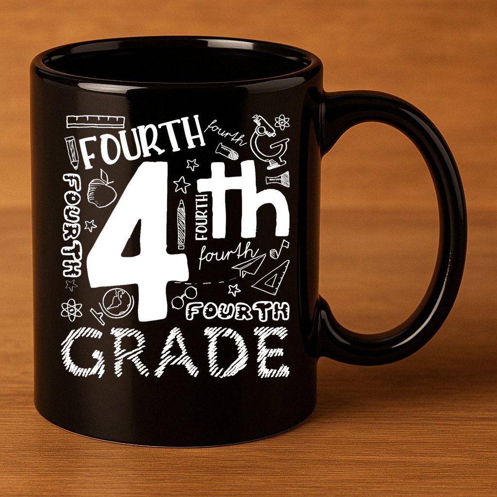 Hello 4th Grade Teacher Boy and Team Fourth Grade Girl 11oz C Handle Ceramic Mug