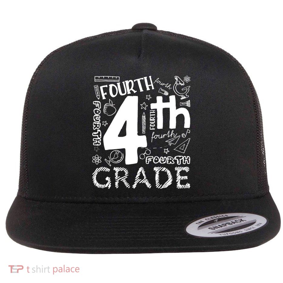 Hello 4th Grade Teacher Boy and Team Fourth Grade Girl Flatbill Hat