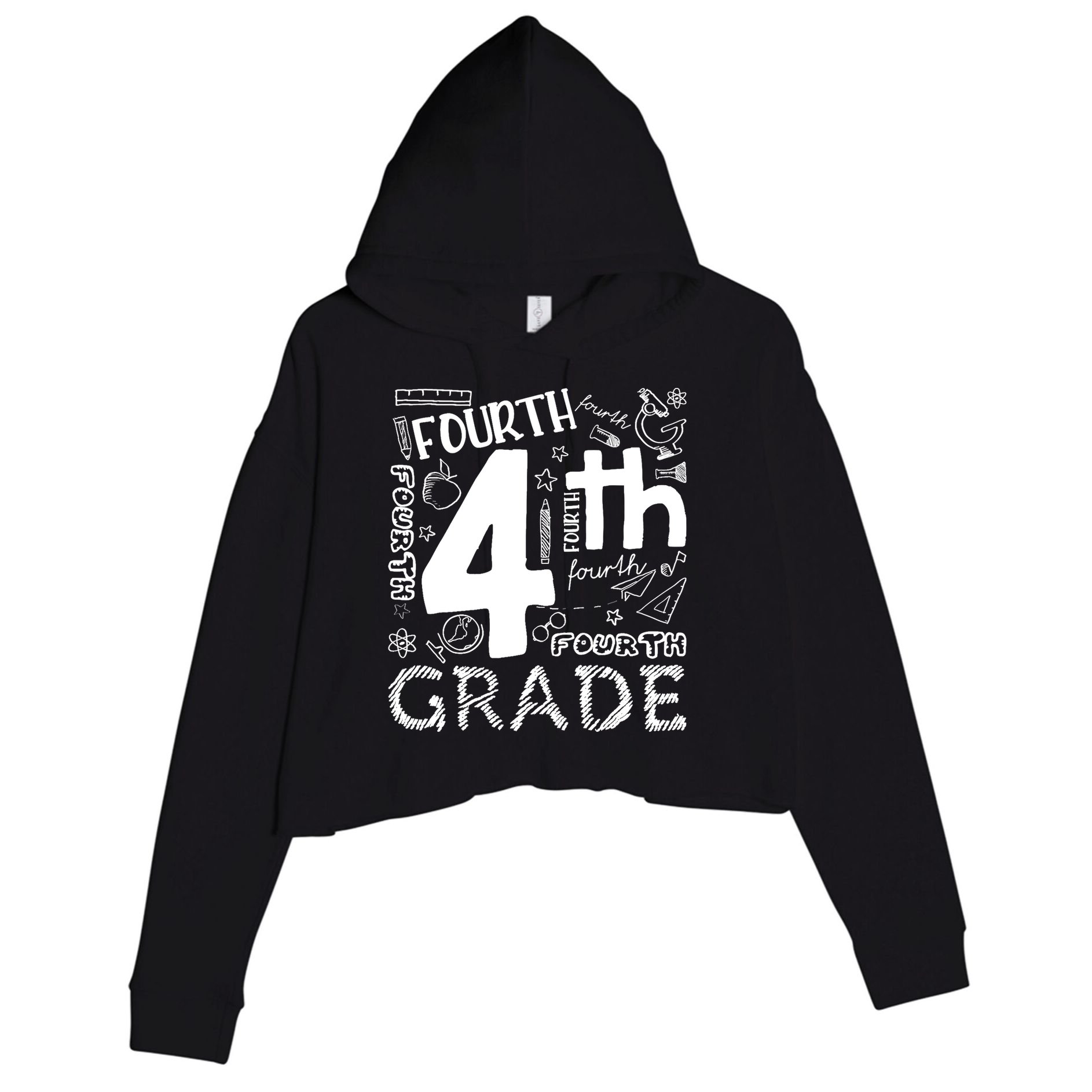 Hello 4th Grade Teacher Boy and Team Fourth Grade Girl Crop Fleece Hoodie