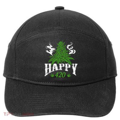 Happy 420 Marijuana Merch To Celebrate Weed Day On 420 7-Panel Snapback Hat