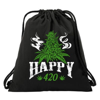 Happy 420 Marijuana Merch To Celebrate Weed Day On 420 Drawstring Bag