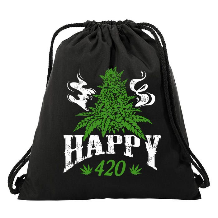 Happy 420 Marijuana Merch To Celebrate Weed Day On 420 Drawstring Bag