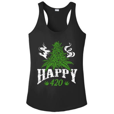 Happy 420 Marijuana Merch To Celebrate Weed Day On 420 Ladies PosiCharge Competitor Racerback Tank