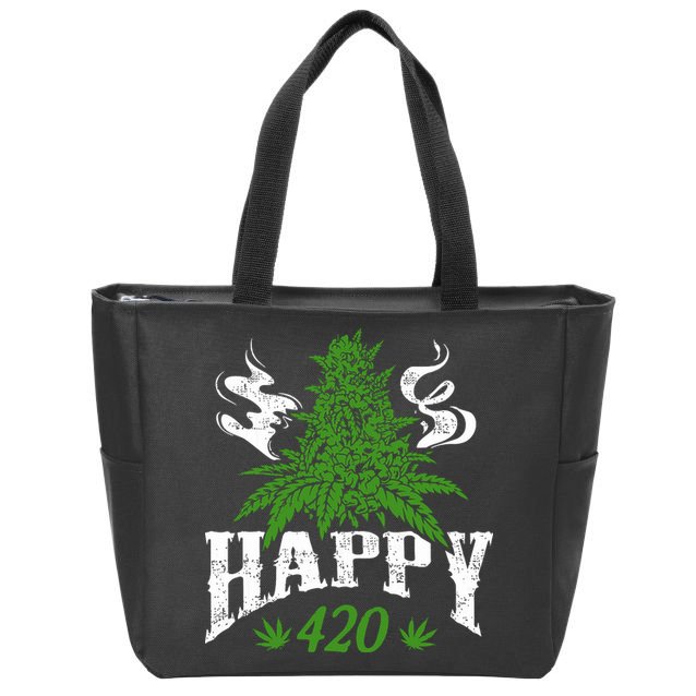 Happy 420 Marijuana Merch To Celebrate Weed Day On 420 Zip Tote Bag