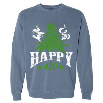 Happy 420 Marijuana Merch To Celebrate Weed Day On 420 Garment-Dyed Sweatshirt