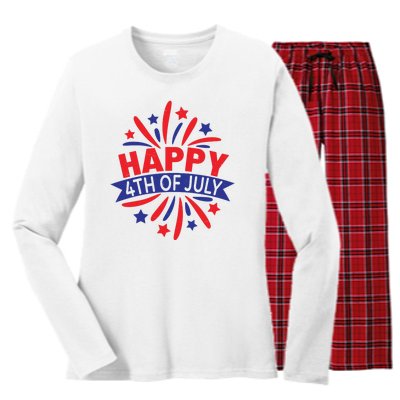 Happy 4th Of July America Celebration Women's Long Sleeve Flannel Pajama Set 