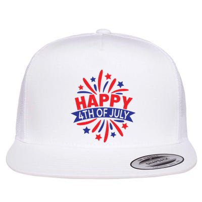 Happy 4th Of July America Celebration Flat Bill Trucker Hat