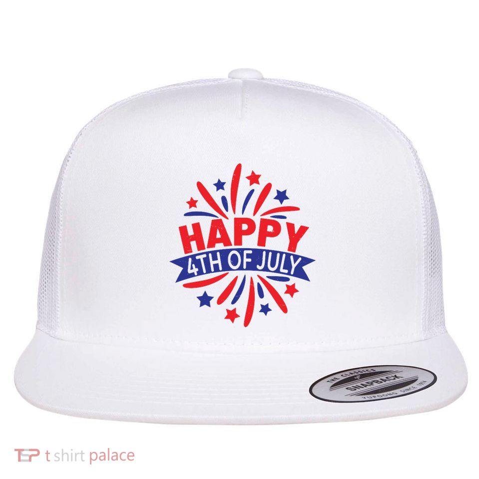 Happy 4th Of July America Celebration Flatbill Hat