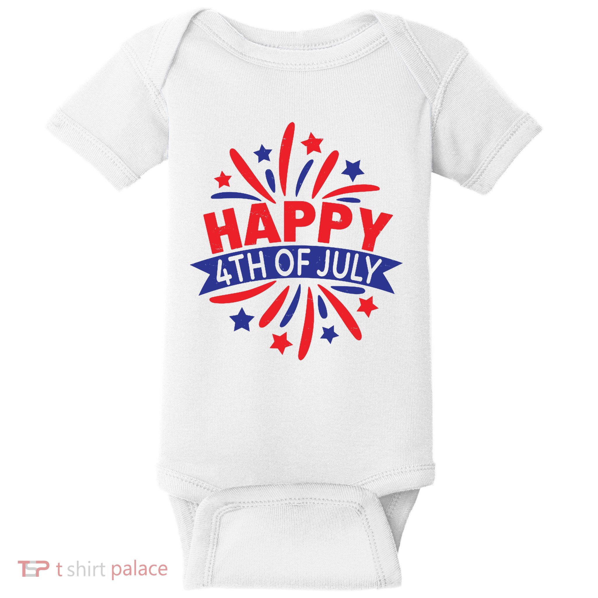 Happy 4th Of July America Celebration Baby Bodysuit