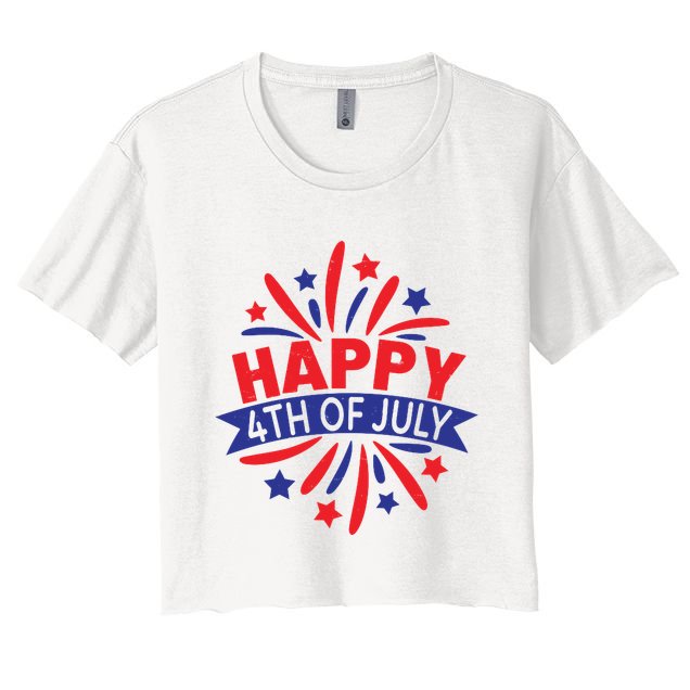 Happy 4th Of July America Celebration Crop Top