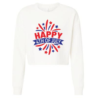 Happy 4th Of July America Celebration Cropped Pullover Crew