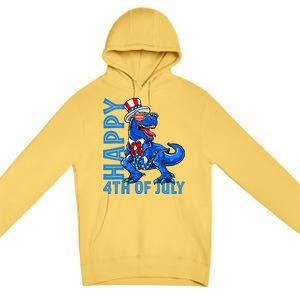 Happy 4th Of July Trex Dinosaur American Dino Premium Pullover Hoodie