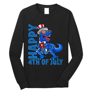 Happy 4th Of July Trex Dinosaur American Dino Long Sleeve Shirt