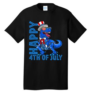 Happy 4th Of July Trex Dinosaur American Dino Tall T-Shirt