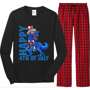 Happy 4th Of July Trex Dinosaur American Dino Long Sleeve Pajama Set