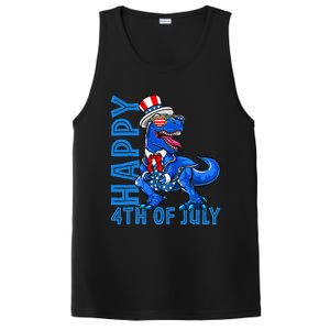 Happy 4th Of July Trex Dinosaur American Dino PosiCharge Competitor Tank