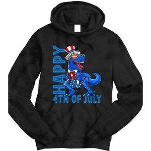 Happy 4th Of July Trex Dinosaur American Dino Tie Dye Hoodie