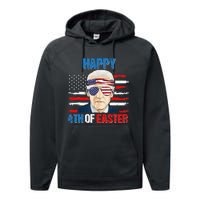 Happy 4th Of Easter Biden Confused 4th Of July American Flag  Performance Fleece Hoodie