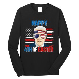 Happy 4th Of Easter Biden Confused 4th Of July American Flag  Long Sleeve Shirt