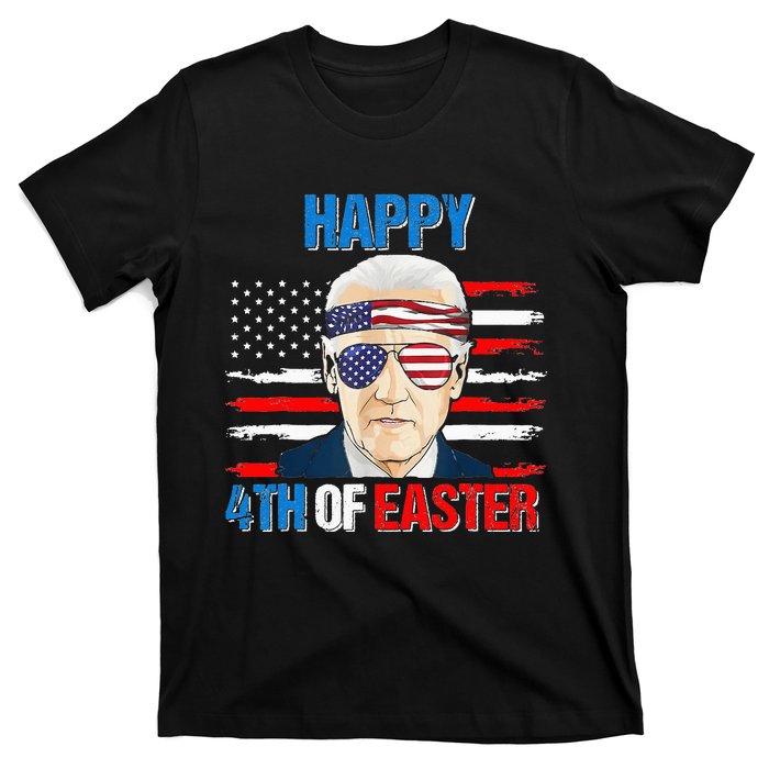 Happy 4th Of Easter Biden Confused 4th Of July American Flag  T-Shirt