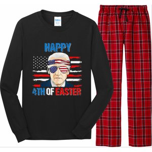 Happy 4th Of Easter Biden Confused 4th Of July American Flag  Long Sleeve Pajama Set