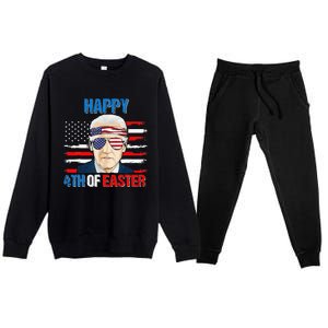 Happy 4th Of Easter Biden Confused 4th Of July American Flag  Premium Crewneck Sweatsuit Set