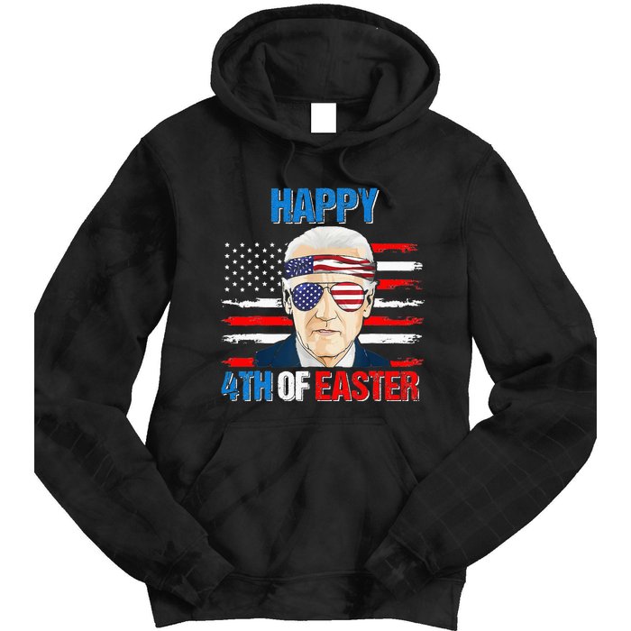 Happy 4th Of Easter Biden Confused 4th Of July American Flag  Tie Dye Hoodie