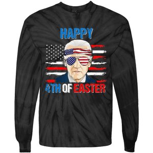 Happy 4th Of Easter Biden Confused 4th Of July American Flag  Tie-Dye Long Sleeve Shirt