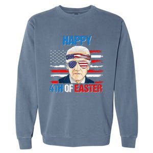 Happy 4th Of Easter Biden Confused 4th Of July American Flag  Garment-Dyed Sweatshirt