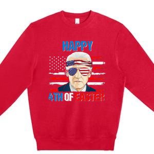 Happy 4th Of Easter Biden Confused 4th Of July American Flag  Premium Crewneck Sweatshirt