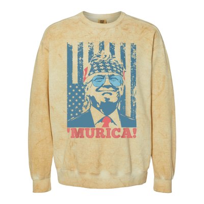 Happy 4th Of July Trump American Flag Trump Murica Colorblast Crewneck Sweatshirt