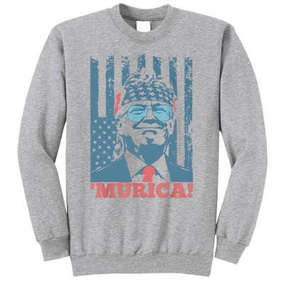 Happy 4th Of July Trump American Flag Trump Murica Tall Sweatshirt