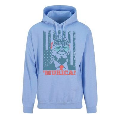 Happy 4th Of July Trump American Flag Trump Murica Unisex Surf Hoodie