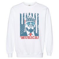 Happy 4th Of July Trump American Flag Trump Murica Garment-Dyed Sweatshirt