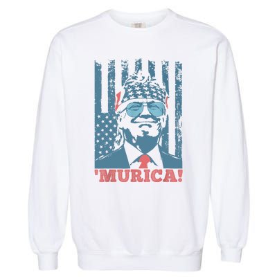 Happy 4th Of July Trump American Flag Trump Murica Garment-Dyed Sweatshirt