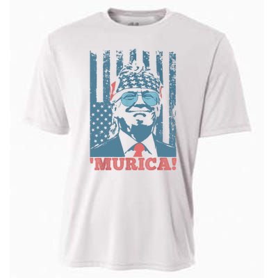 Happy 4th Of July Trump American Flag Trump Murica Cooling Performance Crew T-Shirt