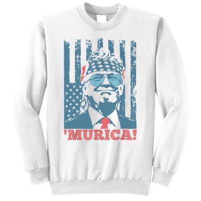 Happy 4th Of July Trump American Flag Trump Murica Sweatshirt