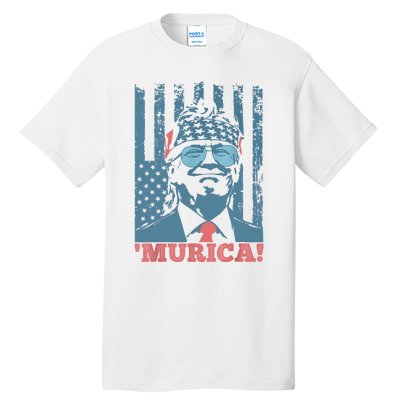 Happy 4th Of July Trump American Flag Trump Murica Tall T-Shirt