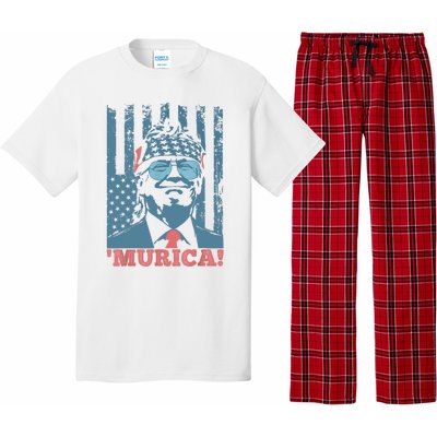 Happy 4th Of July Trump American Flag Trump Murica Pajama Set