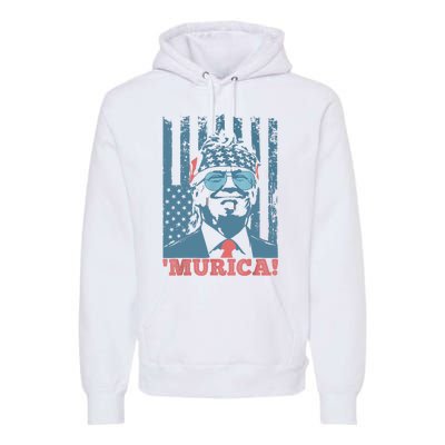 Happy 4th Of July Trump American Flag Trump Murica Premium Hoodie