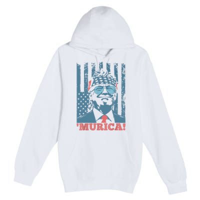 Happy 4th Of July Trump American Flag Trump Murica Premium Pullover Hoodie