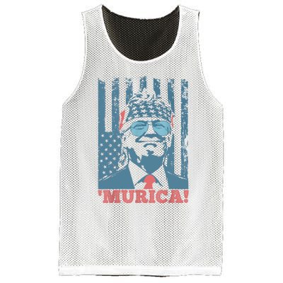 Happy 4th Of July Trump American Flag Trump Murica Mesh Reversible Basketball Jersey Tank