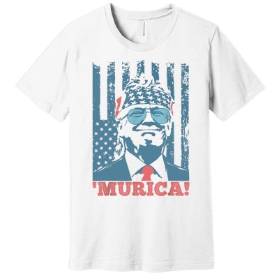 Happy 4th Of July Trump American Flag Trump Murica Premium T-Shirt