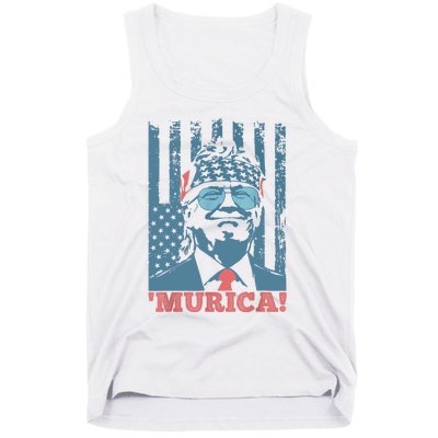 Happy 4th Of July Trump American Flag Trump Murica Tank Top