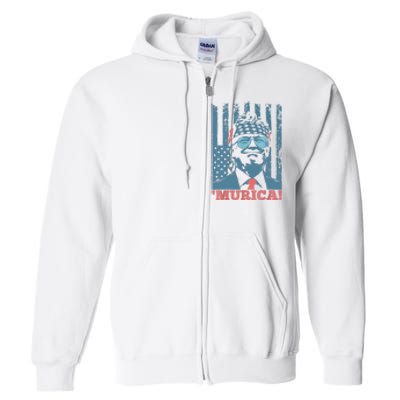 Happy 4th Of July Trump American Flag Trump Murica Full Zip Hoodie