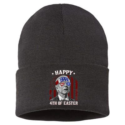Happy 4th Of Easter Biden Confused 4th Of July Dazed Funny  Sustainable Knit Beanie